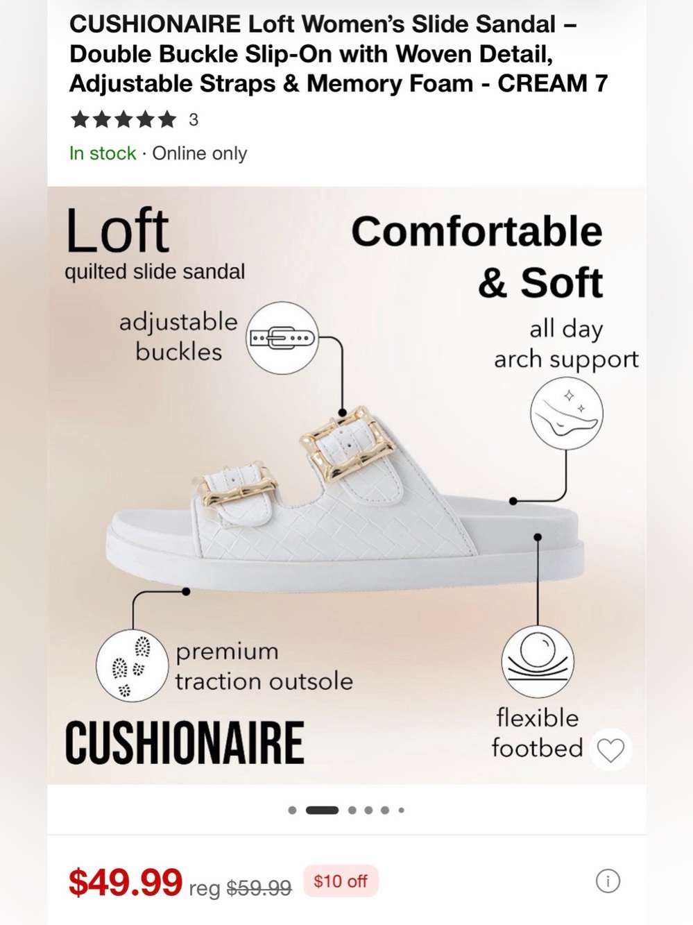 Universal Thread CREAM Double Buckle Slide Sandals – Size 7